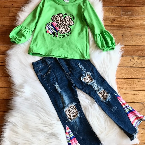 St. Patrick’s Day 2pc Denim Outfit - Picture 2 of 2